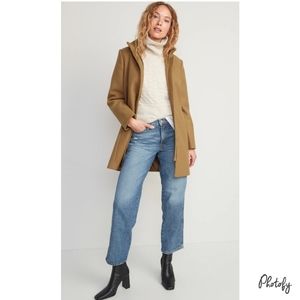 NWT Women's Tan Old Navy Classic Soft Brushed Funnel Neck Long Coat